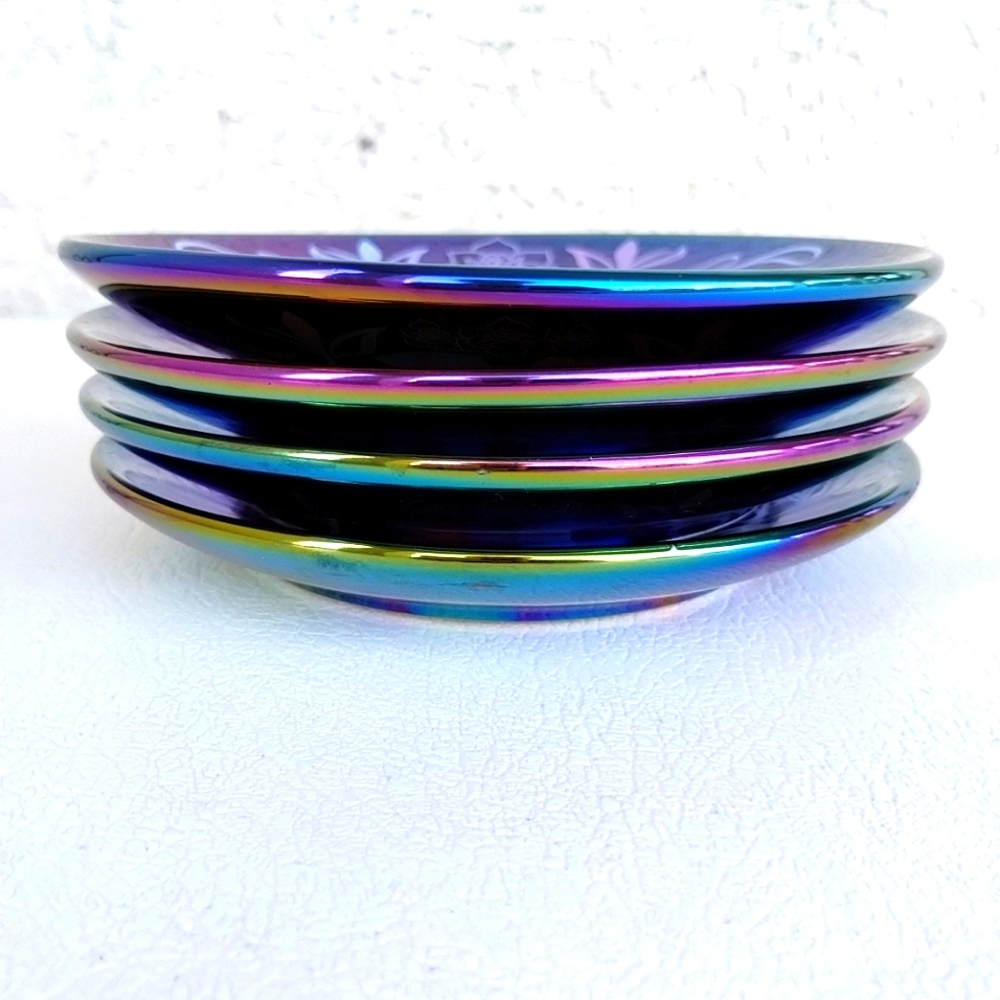 Stay For A Bite Iridescent Tidbit Plate Bat Set Of 4 Bewitched - Picture 5 of 15